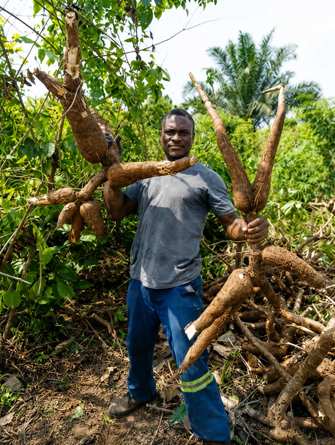 Récolte de manioc dans les zones de production